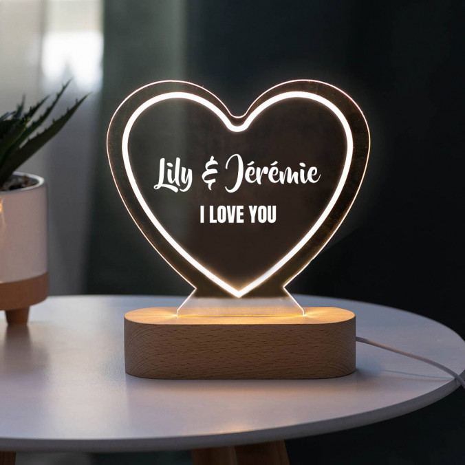 Lampe 3D personnalisée - I love you